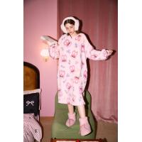 果壳（Gukoo）睡裙女24年冬季新款保暖舒适小兔子卡通满印甜美女士家居服睡裙