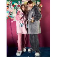 Gukoo/果壳情侣睡衣秋冬玛丽猫珊瑚绒男士家居服冬睡衣女冬套装D