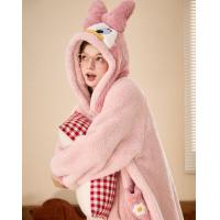 Gukoo/果壳【迪士尼米奇家族系列】睡袍女秋冬保暖珊瑚绒连帽女家居睡袍外穿