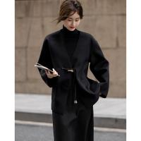 【墨雨云间】24冬款国风新中式牛角扣挂绳松弛A字好搭女式外套