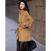 【千金玛德琳】冬季静奢老钱风绵羊毛顺毛呢腰带遮肉大衣女式外套