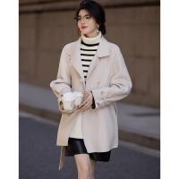 【千金玛德琳】冬季静奢老钱风绵羊毛顺毛呢腰带遮肉大衣女式外套