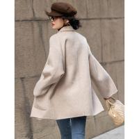 【韩风大女主】24冬静奢千鸟格含绵羊毛双面呢双排扣松弛女外套