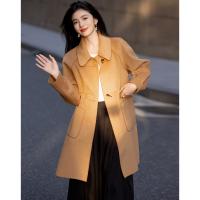 【韩剧女主穿搭】冬季静奢老钱风牛角扣大贴袋遮肉中长大衣外套女