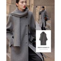 【轻盈衣橱】冬季静奢老钱围巾式绵羊毛高保暖舒适藏肉好搭长外套