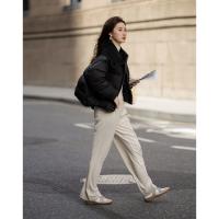 【驭雪精灵】冬400T春亚纺仿羊羔绒大翻领90鸭绒短羽绒服女