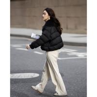 【驭雪精灵】冬400T春亚纺仿羊羔绒大翻领90鸭绒短羽绒服女