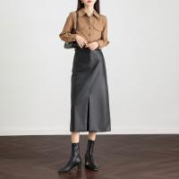 【酷飒大女主】秋季都市优雅松紧后腰PU舒适遮肉半身裙女中长款