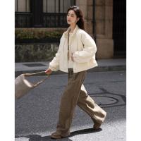 【气质米白色棉衣】2024冬款酷帅小立领简约松弛洋气棉衣女