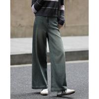 【复古蓝牛仔裤】2024冬款时髦水洗设计感双扣休闲牛仔裤女