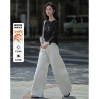 【本白直筒长裤】2024冬款双扣宽裤袢设计加绒牛仔裤女