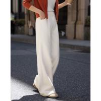 【气质米色休闲裤】2024冬款百搭立体竖坑条宽松慵懒松弛长裤