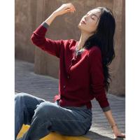 【静奢灵感衣橱】春秋设计感假两件撞色线衫装饰扣针织衫女上衣