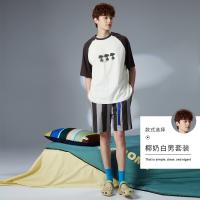 yso【史努比系列】情侣睡衣套装女短袖短裤纯棉男家居服可外穿B