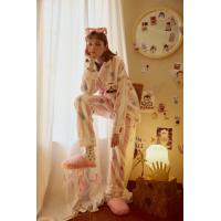 果壳（Gukoo）睡衣女24年冬季新款派对小狗条纹保暖女士家居服套装