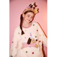 【Gukoo果壳】秋冬双面北极绒保暖柔软宽松波点小狗女式家居服套装