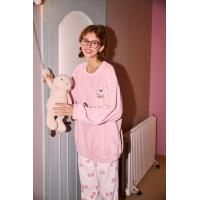 果壳（Gukoo）睡衣女24年秋冬季新款卡通圆领套头薄绒款保暖女士套装家居服