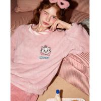 Gukoo/果壳【玛丽猫联名】睡衣女秋冬加厚款暖绒甜美女士家居服套装可外穿