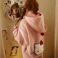 Gukoo/果壳睡衣女冬季hellokitty联名新款甜美保暖女家居服套装D