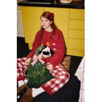 【Gukoo果壳】派对小狗新年款红色柔软亲肤半边绒女式家居服套装