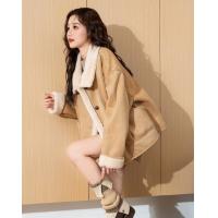 2024冬季女立领麂皮绒外套休闲百搭韩版气质高级感chic