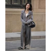 【静奢老钱风】2024冬款都市翻领保暖宽松遮肉针织开衫女