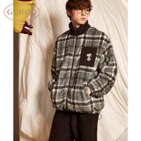 Gukoo/果壳睡衣男冬季新款简约保暖珊瑚绒男士棒球服家居服套装D