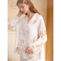 Gukoo/果壳睡衣女春秋款蝴蝶新款简约新中式天丝女士家居服套装C