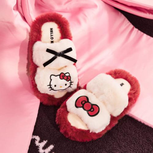 【HelloKitty红品特辑】拖鞋女冬毛毛拖可外穿居家拖鞋