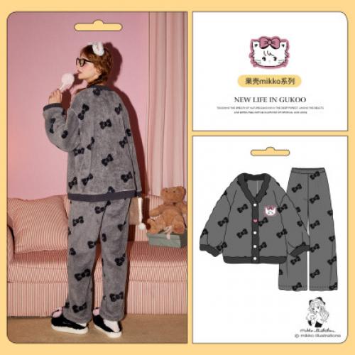Gukoo/果壳【MIKKO系列】睡衣女秋冬加厚款北极绒高级感家居服可外穿
