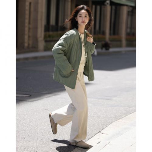 【清冷灰绿色外套】2024冬款慵懒松弛感设计感小众休闲外套女