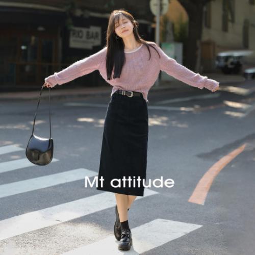 【灯芯条】2024年冬季新品灯芯条直筒气质中长半裙