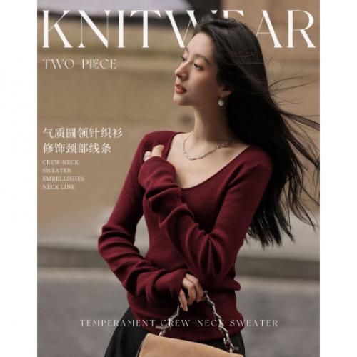 【韩范优雅】秋季时尚不对称袖口设计披肩高领罩衫两件套针织衫