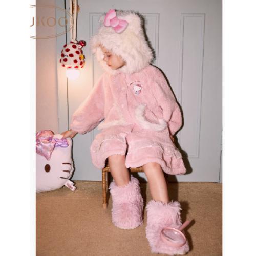 Gukoo/果壳睡袍女冬季HelloKitty联名新款亲子装保暖家居服睡袍D