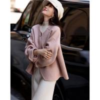 【了不起的外套】冬季设计感藏肉大落肩骆驼绒绵羊毛双面呢大衣女