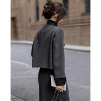 【会呼吸的绵羊毛】24冬季国风新中式顺毛呢盘扣翻边大衣女外套