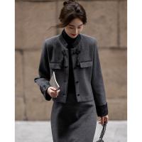 【会呼吸的绵羊毛】24冬季国风新中式顺毛呢盘扣翻边大衣女外套