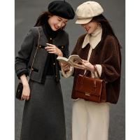 【温暖纪念日】冬简约风仿羊羔绒复合棉衣撞色翻袖口棉服短外套女