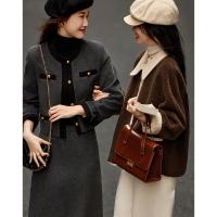 【温暖纪念日】冬简约风仿羊羔绒复合棉衣撞色翻袖口棉服短外套女