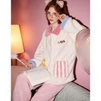 Gukoo/果壳【加厚北极绒】睡衣女秋冬撞色女士睡衣家居服高级感套装可外穿