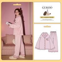 Gukoo/果壳【原创IP】情侣睡衣女秋冬加厚北极绒家居服套装外穿高级感