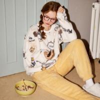 Gukoo/果壳【米奇家族系列】睡衣女秋冬加厚北极绒卡通满印家居服套装可外穿