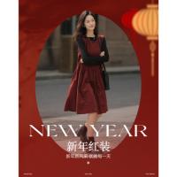 【祈年恋歌】冬季氛围感纯棉钉扣圆领无袖背带裙中长款女式连衣裙