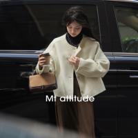 【奶油华夫饼】冬季款 百搭圆领基础款双面呢休闲纯色时尚短外套