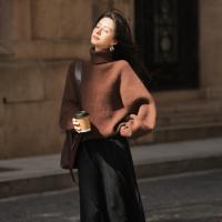 【气质熟女】2024冬款时尚高领前短后长套头长袖针织衫女