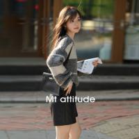 【格雷系】2024年冬季新款韩版时尚慵懒复古撞色套头长袖线衫