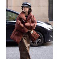 【个性拉链】2024冬款斜门襟时尚款一手长羽绒服外套女