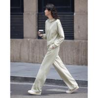 【浅豆绿休闲套装】2024秋高领连帽卫衣+直筒休闲裤基础简约