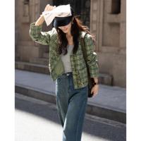 【清新元气绿小香风】2024秋精致粗花呢V领小香风西装外套女