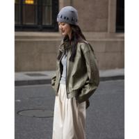 【潮酷街头风】2024秋立领设计小众造型感大贴袋简约皮衣外套